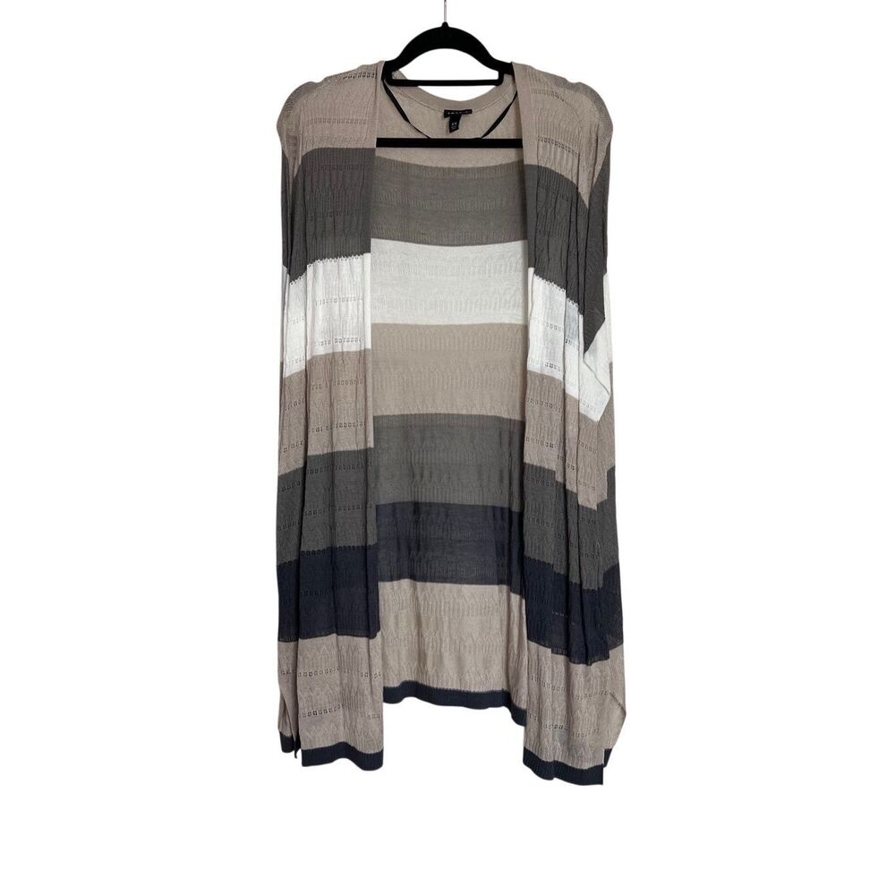 Torrid Sweater Womens Size 3/4 Multi Stripe Cardigan Kimono Pointelle Open Front